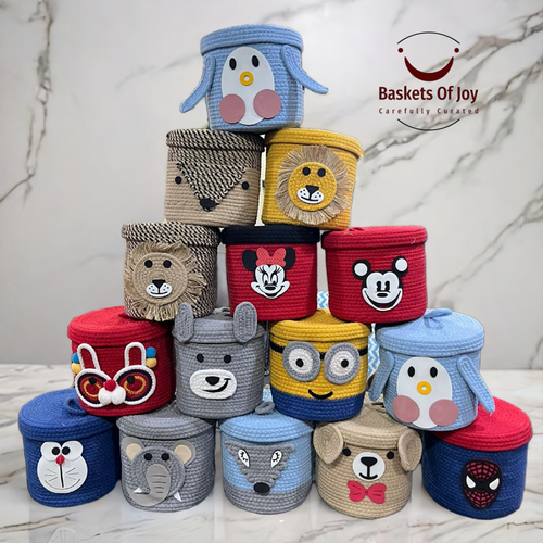Jute basket for return gift for kids 7 inches size jute basket pack of 6