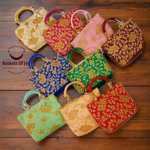 Elegant Handled Purses with Golden Work (Set of 25)