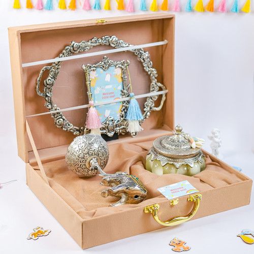 Set of 4 Silver-Plated Gift Hamper for Kids Traditional Return Gift-(5 hampers)
