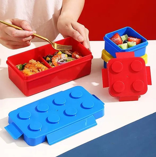Lego brick stacked lunch box for kids Lego theme return gift