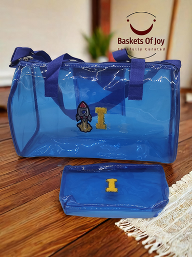 Personalised duffle bag pouch set neon jelly bag combo with initial and motif