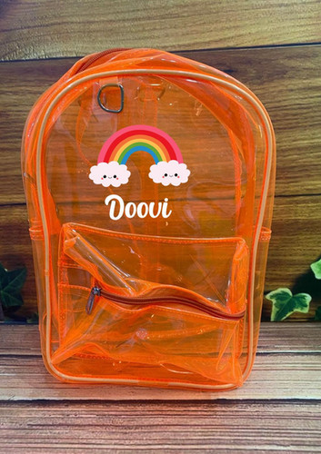 Personalised jelly backpack with name print or initials patch