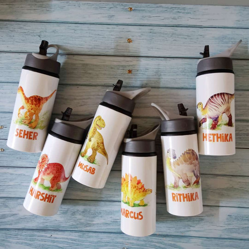 Personalised Dino theme watersipperbottle for kids dino theme gift dinosaur gift