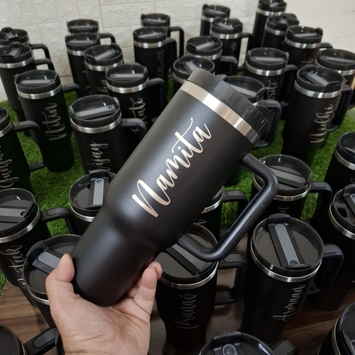 Personalised Stanley Style Tumbler – 1200ml (Black) with Name