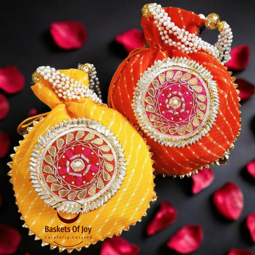 Leheriya potlis set of 25 for wedding haldi return favours