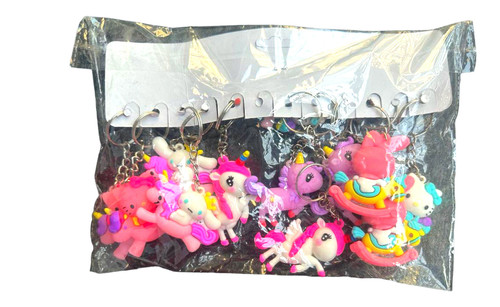 Set of 12 Kawaii unicorn keychains random colour
