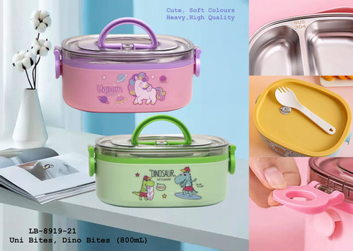 Premium steel lunch box with handle 800 ml capacity tiffin box