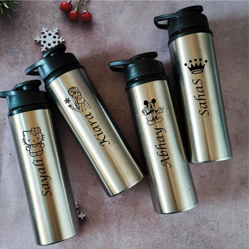 Personalised steel water bottle with flip 750 ml