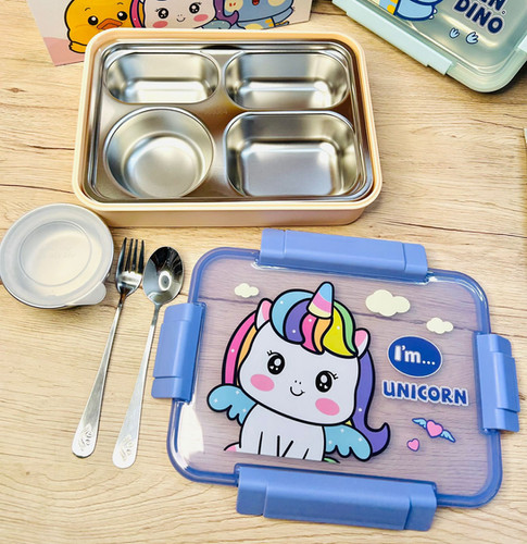 Steel lunch box for kids unicorn / dino / duck