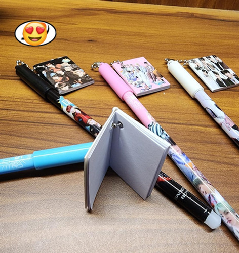 Set of 3 BTS gel pen with cute micro book birthday return gift