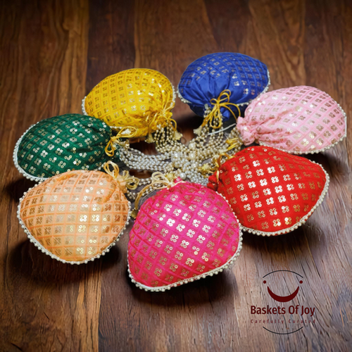 Vibrant potlis with sequence work set of 25
