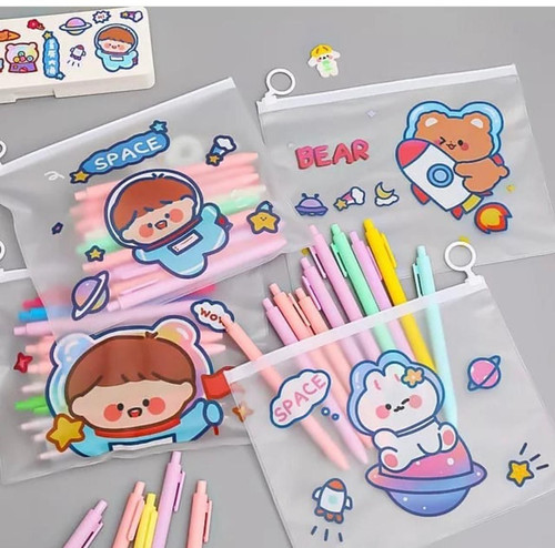 Cute Kawaii Pouch transparent for birthday return gift set of 5 pouches