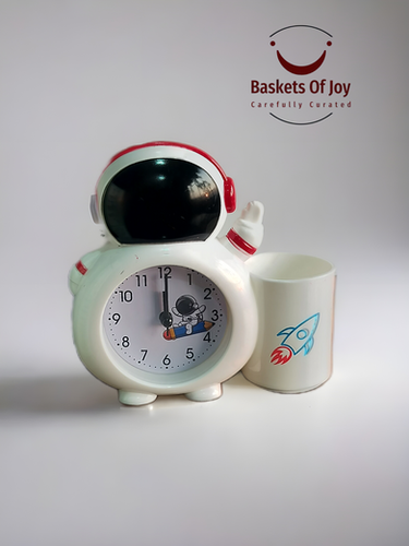 Space theme clock with pen stand for birthday return gift mi