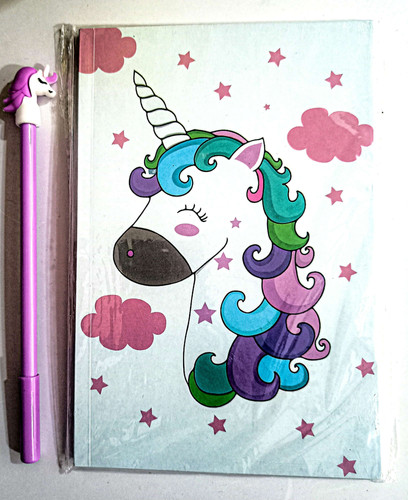 Unicorn ruled book a5 size 60 pages with unicorn gel pen set birthday return gif