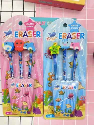 Pencil eraser head set for birthday return gift (12 sets)
