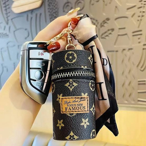 Multipurpose keychain with pouch leather feel for girls and women
