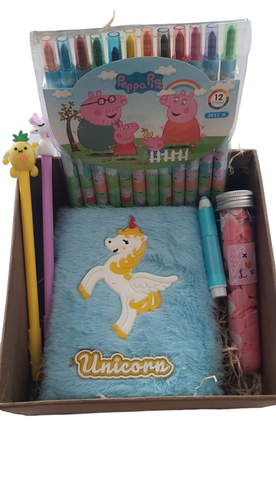 The Peppa -Unicorn kids birthday gift hamper with fur dairy birthday return gift
